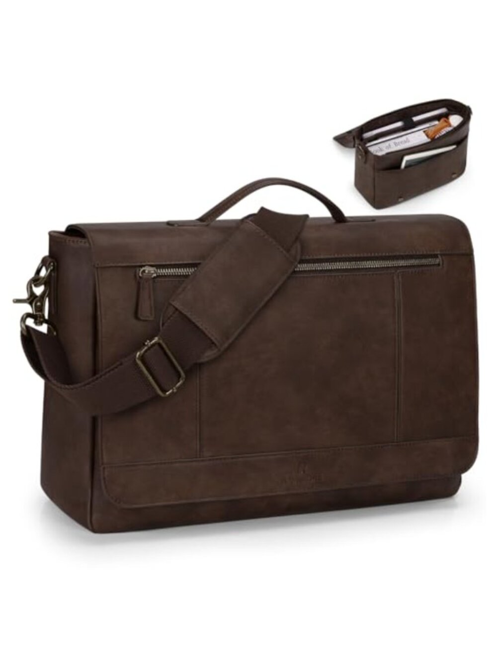 PU Leather Messenger Bag 15.6 Inch Laptop Briefcase Satchel Work Bag